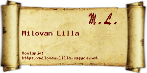 Milovan Lilla névjegykártya